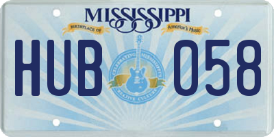 MS license plate HUB058