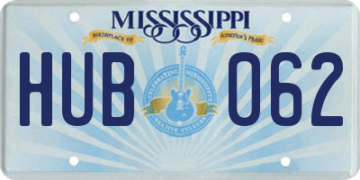MS license plate HUB062