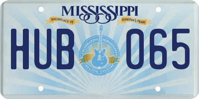 MS license plate HUB065