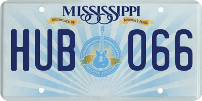 MS license plate HUB066