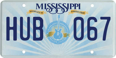 MS license plate HUB067