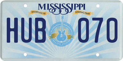 MS license plate HUB070