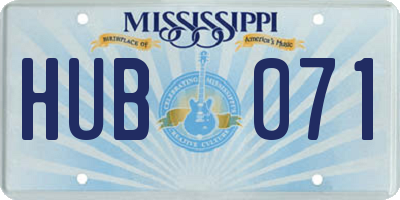MS license plate HUB071