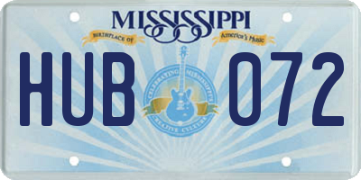 MS license plate HUB072