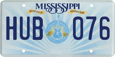 MS license plate HUB076