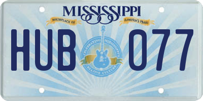 MS license plate HUB077