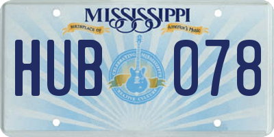 MS license plate HUB078
