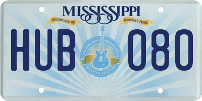 MS license plate HUB080