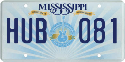 MS license plate HUB081