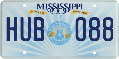 MS license plate HUB088
