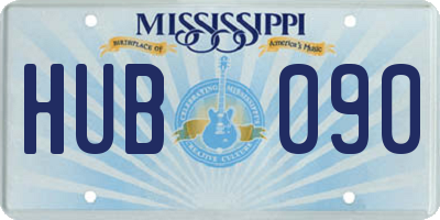 MS license plate HUB090