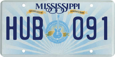 MS license plate HUB091