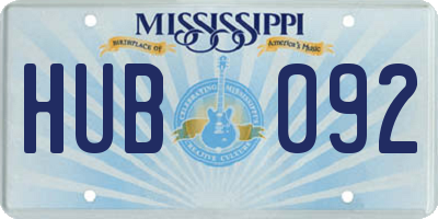 MS license plate HUB092