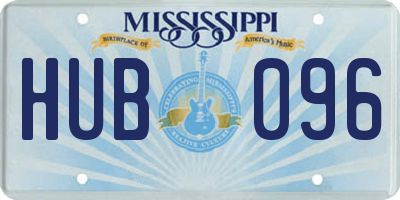 MS license plate HUB096