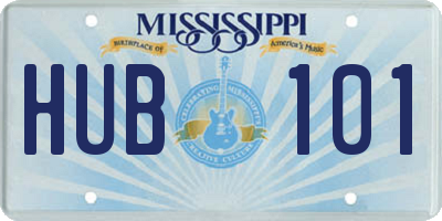 MS license plate HUB101