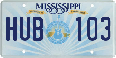 MS license plate HUB103