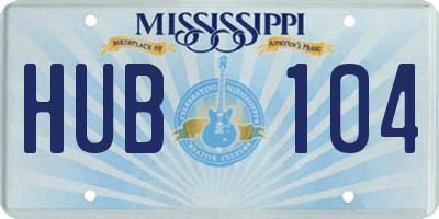 MS license plate HUB104