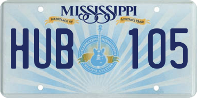 MS license plate HUB105