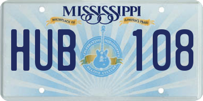 MS license plate HUB108