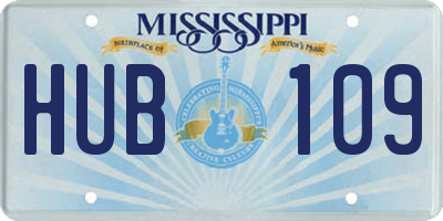 MS license plate HUB109