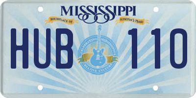 MS license plate HUB110