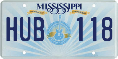 MS license plate HUB118