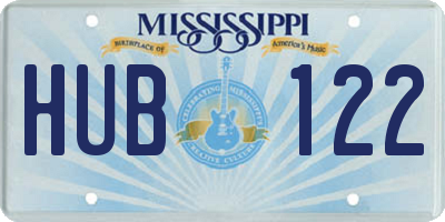 MS license plate HUB122