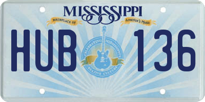 MS license plate HUB136