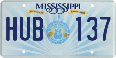 MS license plate HUB137
