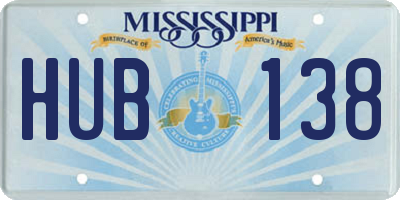 MS license plate HUB138