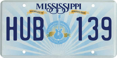 MS license plate HUB139