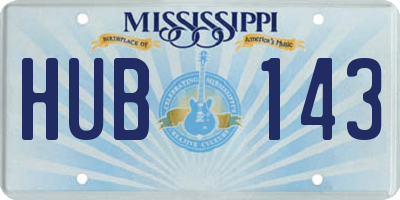 MS license plate HUB143