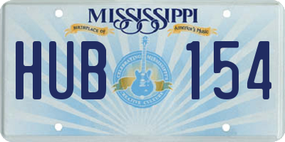 MS license plate HUB154
