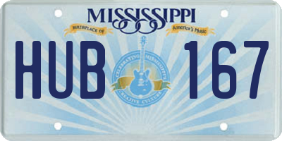 MS license plate HUB167