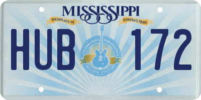 MS license plate HUB172