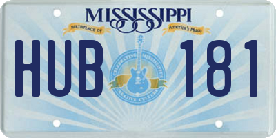 MS license plate HUB181