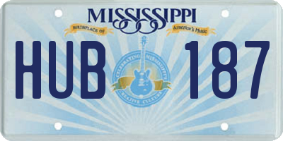 MS license plate HUB187