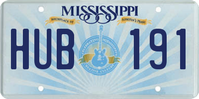 MS license plate HUB191