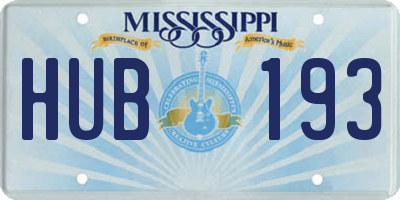 MS license plate HUB193