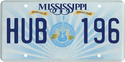MS license plate HUB196