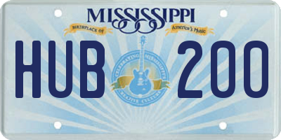 MS license plate HUB200
