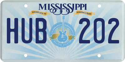 MS license plate HUB202