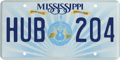MS license plate HUB204