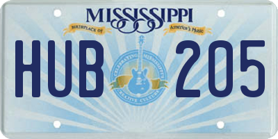 MS license plate HUB205