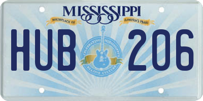 MS license plate HUB206