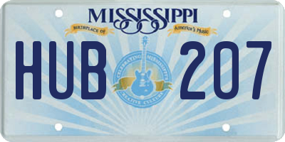 MS license plate HUB207