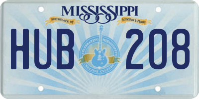 MS license plate HUB208