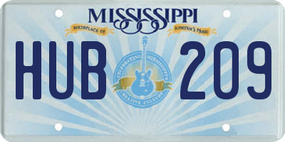 MS license plate HUB209