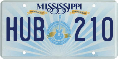 MS license plate HUB210