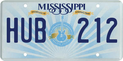 MS license plate HUB212
